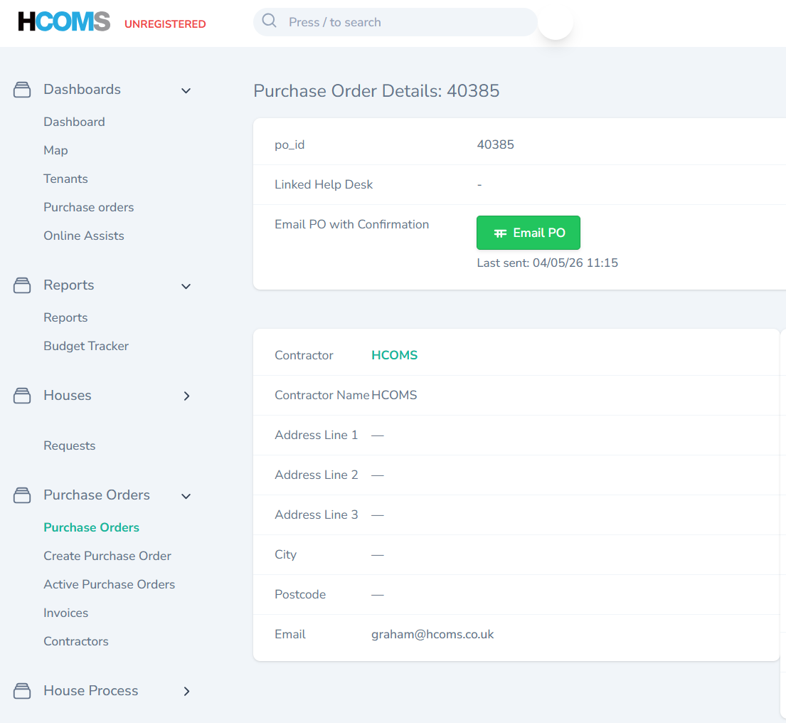Purchase order detail
